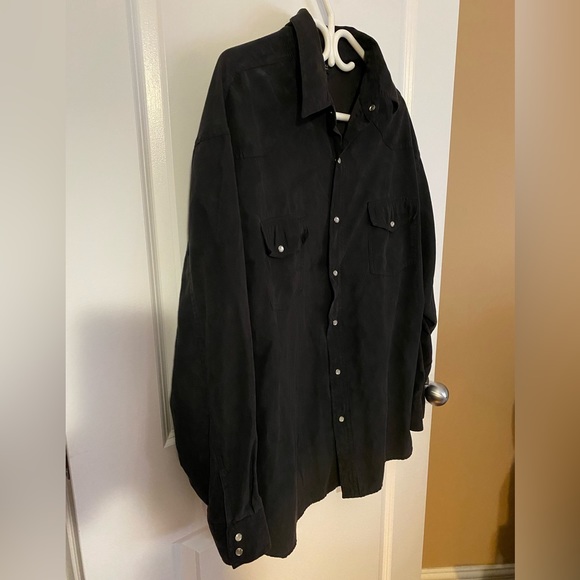 Kenneth Blake London Men’s Black Shirt Pearl-like Snaps Flapped Pockets Size XL - Picture 2 of 8